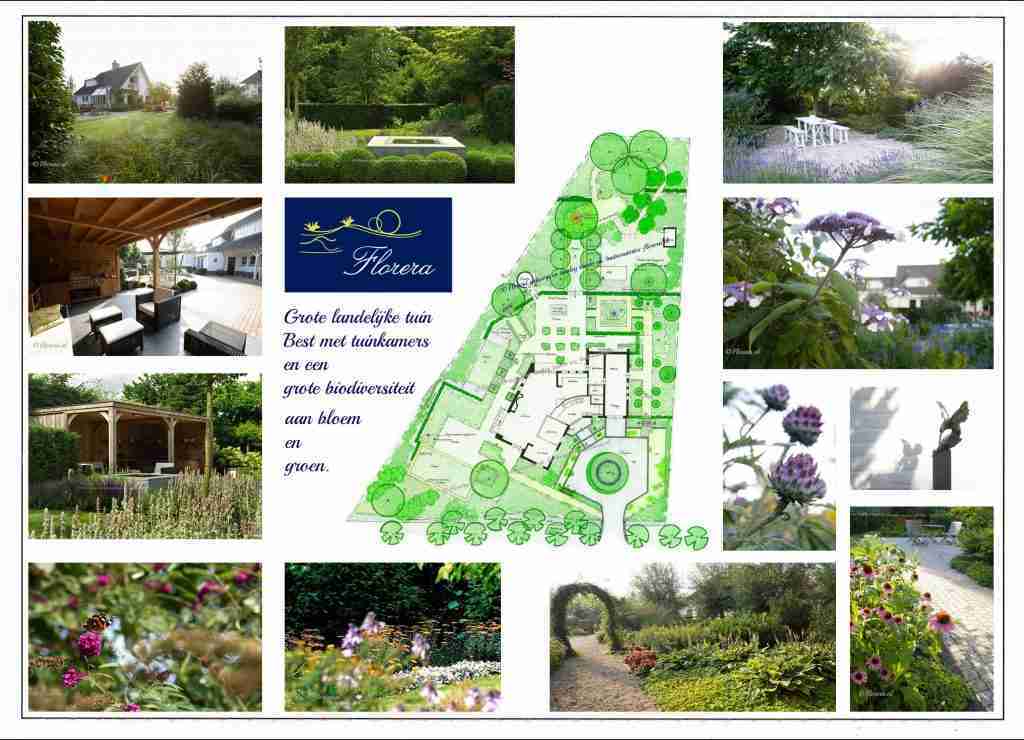 grote tuin Best met veel biodiversiteit aan bloem in luxe tuinkamers-florera.nl